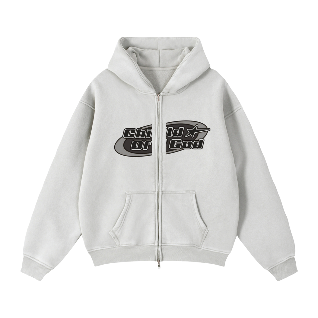 Zip-Through Boxy Fleece Hoodie