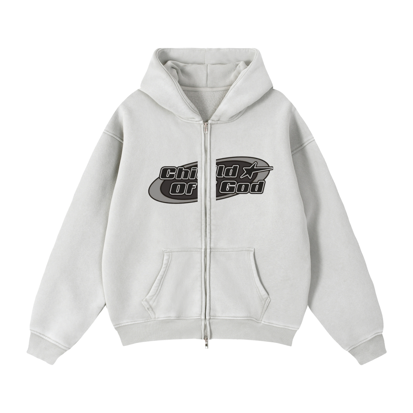Zip-Through Boxy Fleece Hoodie