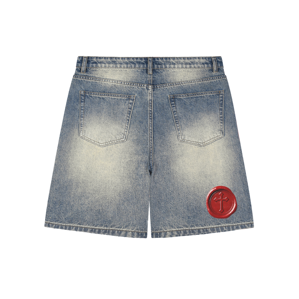 Faded Distressed Baggy Denim Shorts